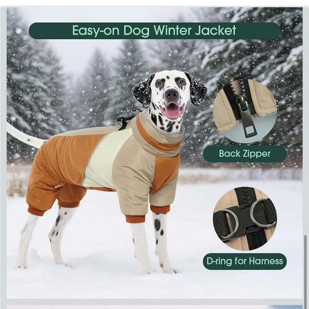 Kuoser Fullbody Dog Coat, Warm Winter Coat With Built-In Harness, L 533- 3